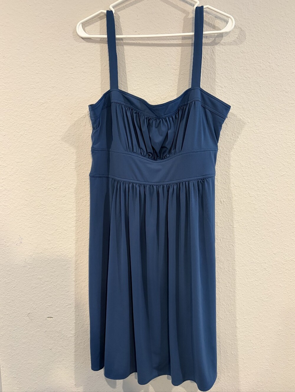 NEW BCBGMAXAZRIA Womens China Blue Sleeveless Square Neck Babydoll Mini Dress L